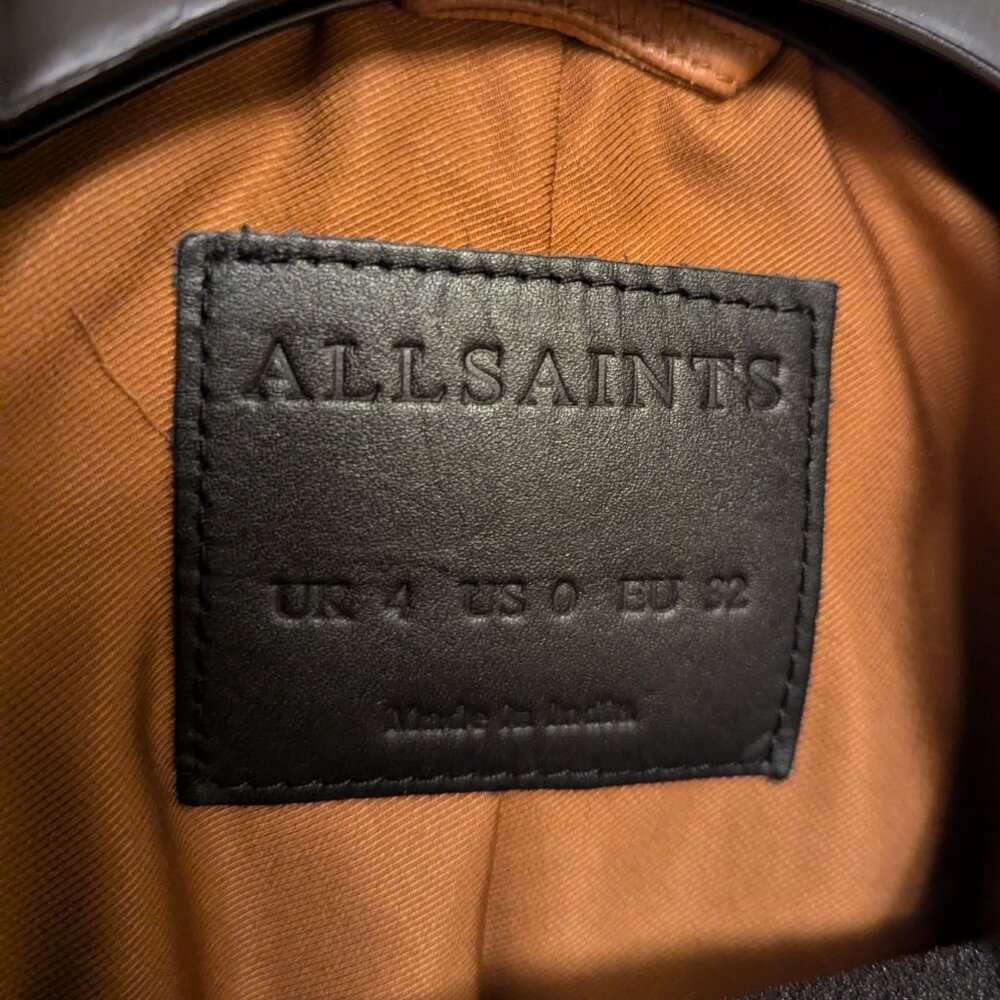 All Saints Dalby Leather Jacket Cognac Brown - Picture 4 of 7
